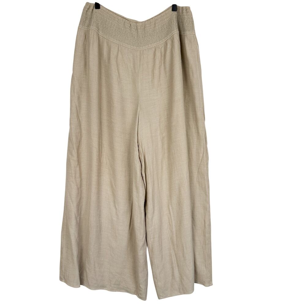 Current Air High Rise Wide leg Linen Pants Gauze Beige - L